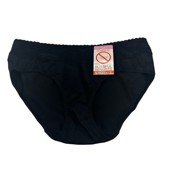 Blissful Benefits By Warner's Women's Size 7 Large Panty Lace Hipster Black New - Picture 1 of 8